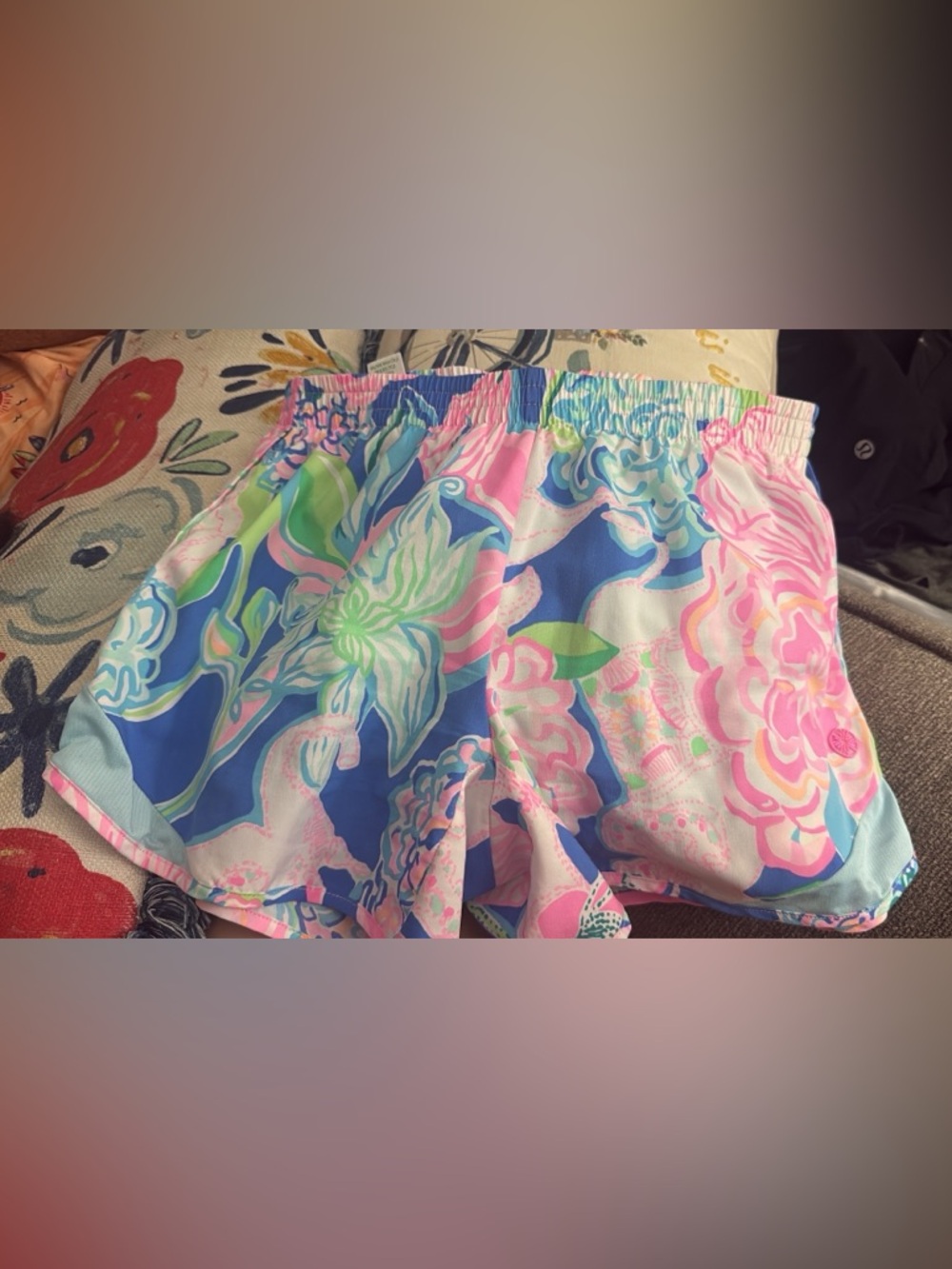 Lilly Pulitzer Pastel Floral Athletic Shorts - Pink, Blue & Green